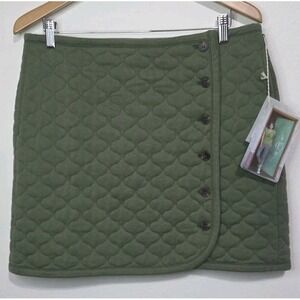Purnell Santa Barbara Work Wear Women Skirt 8/29 Olive Button Wrap Quilted Boho